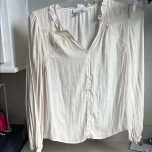 cupcakes & cashmere Ivory Ruffle Blouse